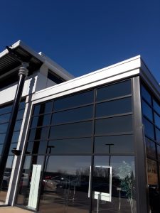 Glass panels repaired at Mercedes dealership